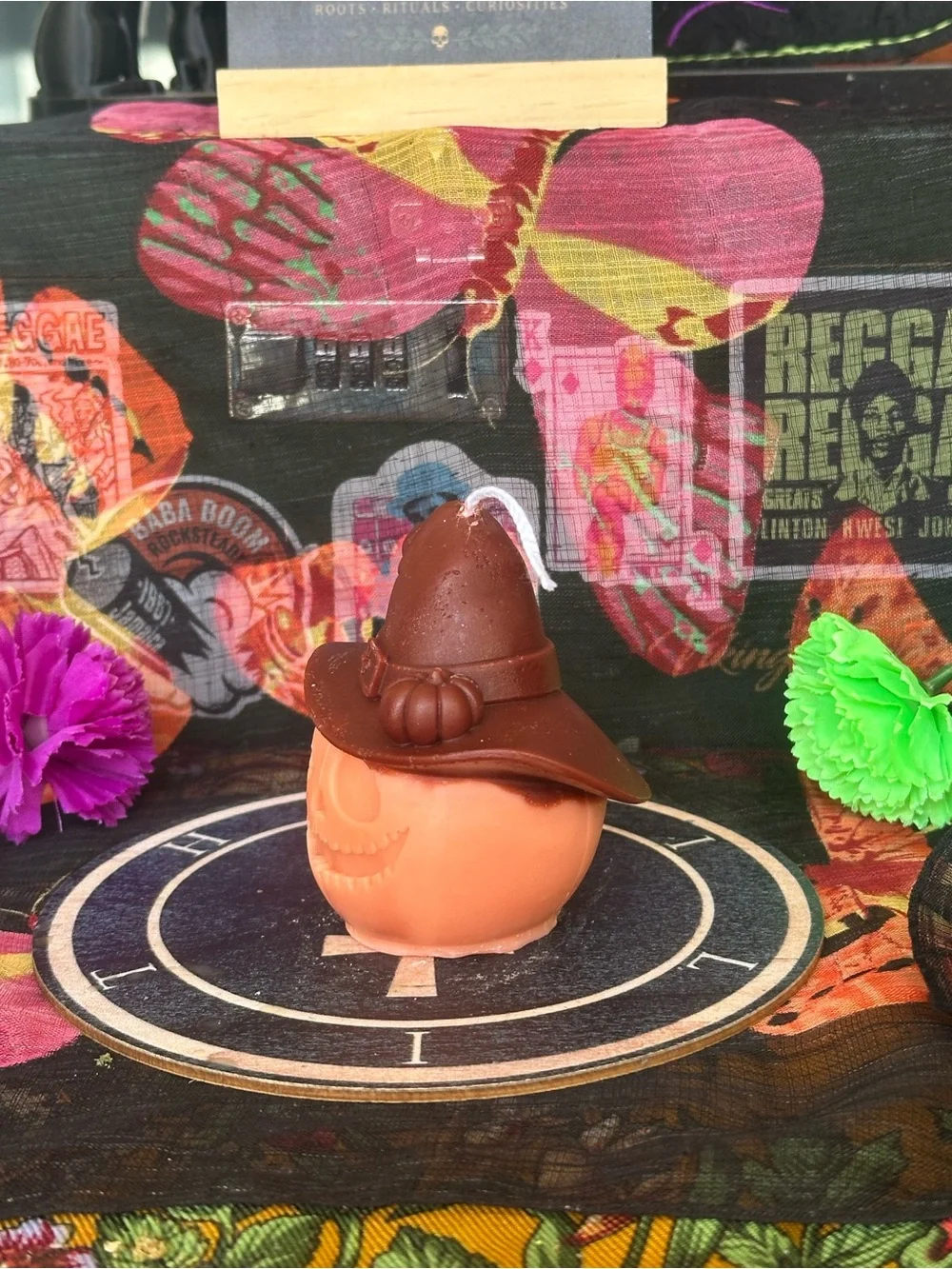 Handmade Rustic Pumpkin Witch Candle – Orange Jack-O’-Lantern